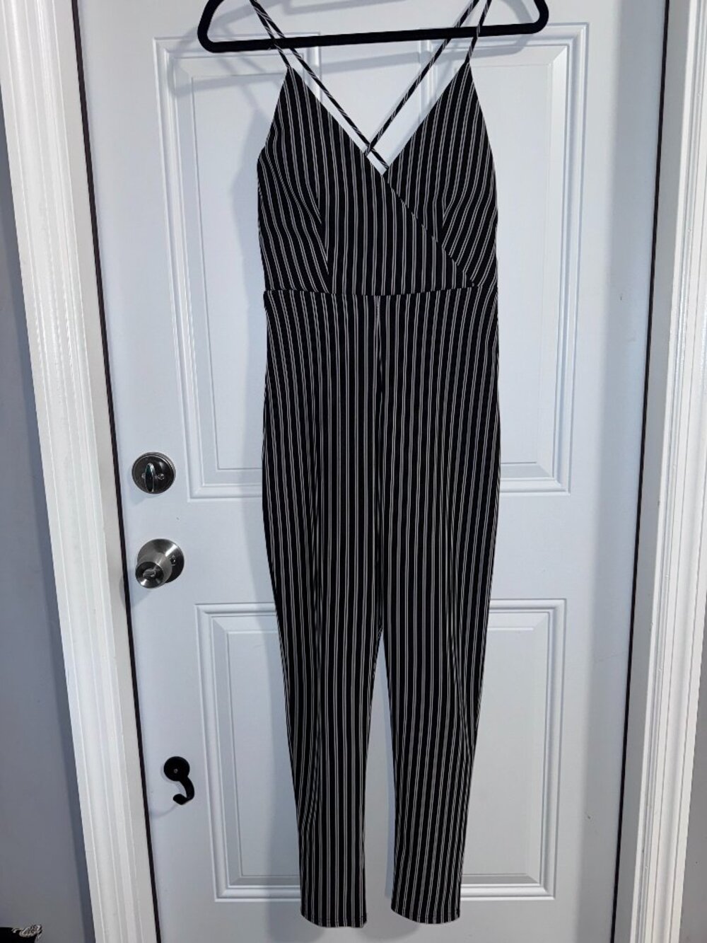 TRAC Ladies black white stripped romper with ribbed material